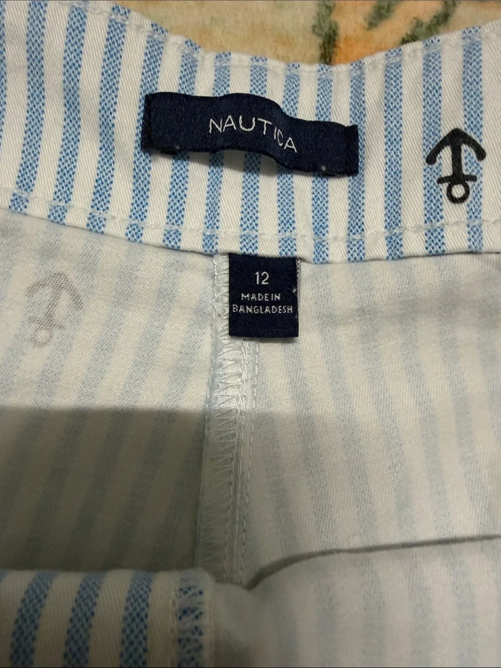 Nautica Striped Shorts with Anchor Motif Size 12